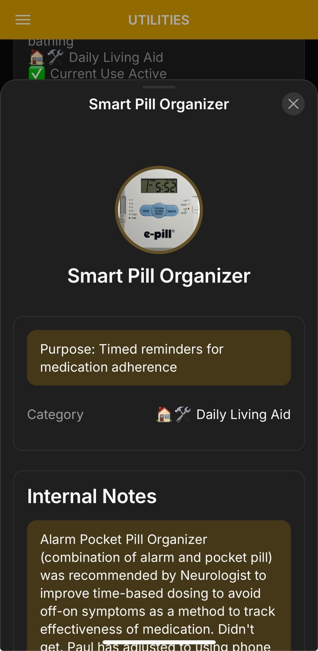 Utilities Detail Page (Smart Pill Organizer)